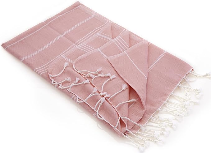 Turkish Beach Towel | 100% Cotton, Prewashed, 38 x 70 Inches | Quick Dry, Sand Free, Lightweight | Large Bath Towel for Beach, Pool, Bathroom, SPA, Gym, Yoga and Beach Blanket (Peachy Keen)