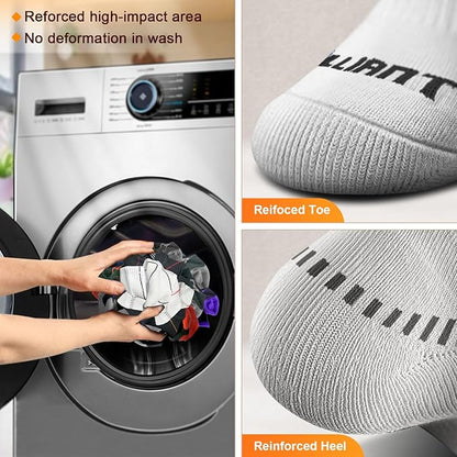 BULLIANT Compression Socks for Men 6Pairs, Athletic Crew Socks Cushioned For Men Sports Running-Arch Support