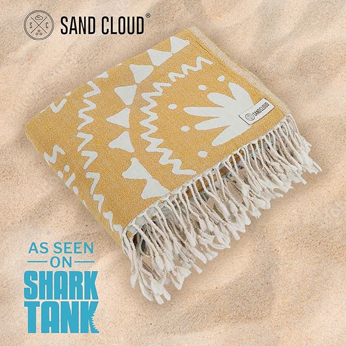Sand Cloud Large Turkish Beach Towel - Sand Free - 100% Organic Turkish Cotton Yarn - Quick Dry Towel for Beach, Picnic Blanket or Throw - As Seen on Shark Tank - Boho Honey XL