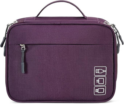 MIRLEWAIY Electronic Organizer Accessory Tech Pouch Water-resistent Travel Cable Storage Bag for Charger, Cables, Power Bank, Hard Drive, Cords, USB, SD Card, Purple