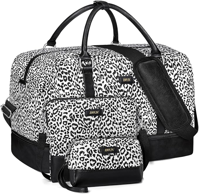 IBFUN Weekender Bags for Women, 21" Weekender Travel Bag, Travel Duffle Bag with Shoe Compartment Carry on Overnight Duffel Bag for Weekend Travel Business Trip, 3PCS