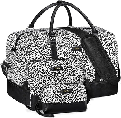 IBFUN Weekender Bags for Women, 21" Weekender Travel Bag, Travel Duffle Bag with Shoe Compartment Carry on Overnight Duffel Bag for Weekend Travel Business Trip, 3PCS