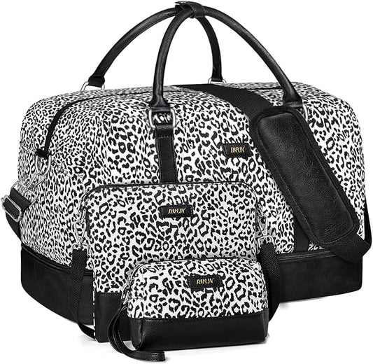 IBFUN Weekender Bags for Women, 21" Weekender Travel Bag, Travel Duffle Bag with Shoe Compartment Carry on Overnight Duffel Bag for Weekend Travel Business Trip, 3PCS