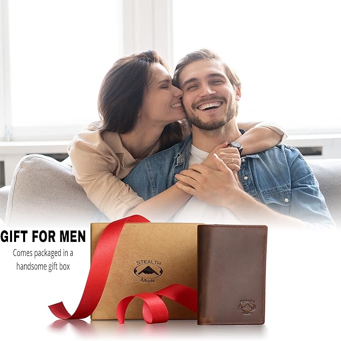 Stealth Mode Leather Trifold RFID Wallet For Men With Flip Out ID Holder (Crazy Horse Brown)