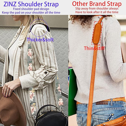 ZINZ 79 inch Shoulder Strap, Extra-thick Fixed Cushion Pad and Dual Clasps Universal Replacement Strap with Metal Swivel Hooks for Laptop Bags, Luggage Bags, Camera, Crossbody (200cm,Light Rose)