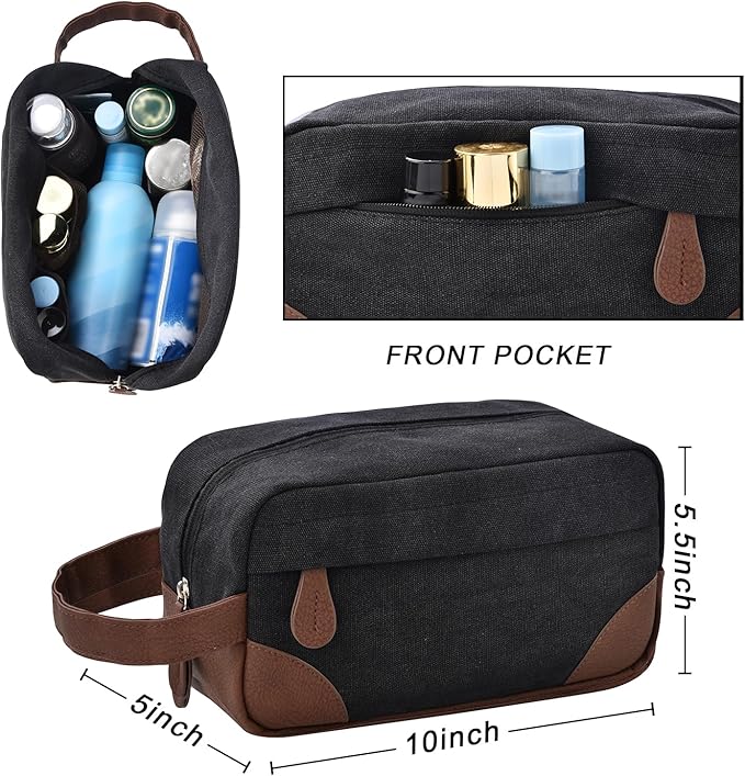 Litvyak Duffle Bag for Travel, 50L Canvas Travel Duffel Bags Overnight Weekend Gym Carry On Luggage Bag for Men & Women(Black+Toiletry Bag)