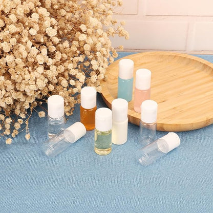 200 Pack 0.35 oz Plastic Bottles with Top Caps, Clear Empty 10 ml Flip Top Cosmetic Bottles for Lotion and Shampoo, Travel-Friendly, BPA-Free