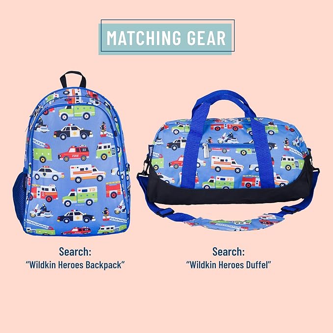 Wildkin Kids Luggage Tags – Set of 2, Durable Bag Tags w/Info Card for Suitcases & Backpacks - Fire Truck