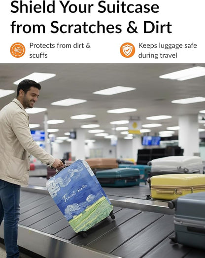 Luggage Cover for Suitcase – Impressionist Sky Design – Stretchable, Washable & Scratch-Resistant Protector for Small Travel Bags