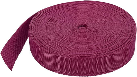 MECCANIXITY Lightweight Polypropylene Webbing Strap 1 1/2" 25 Yard Backpack Strapping Band Dark Red for Outdoor Luggage Cargo Straps