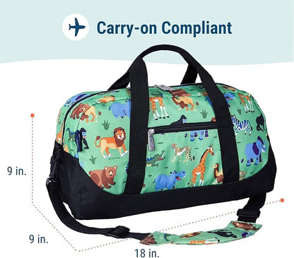 Wildkin Kids Overnighter Duffel Bag – Carry-On Size, Ideal for School & Sleepovers – Wild Animals
