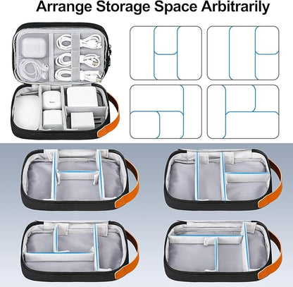 Lacdo Cord Organizer Travel, Electronics Organizer Travel Case, Cable Organizer Bag Case Storage for Cords, Chargers, Phone, Cables, SD Card, Usbs, Essentials, Black