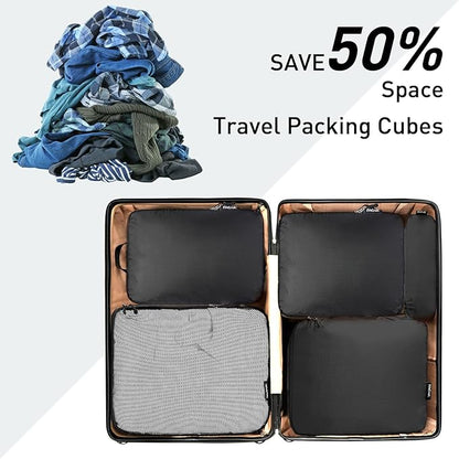 Bagail Ultralight Compression Cubes 7 Set - 3 Packing Cubes, 3 Organizers, and 1 Shoe Bag