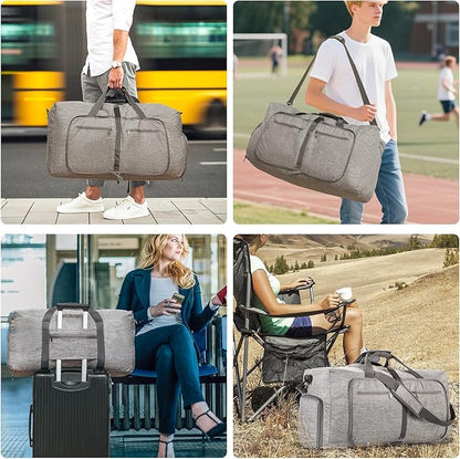Vomgomfom 65L/85L/115L Foldable Travel Duffle Bag, Lightweight Checked Luggage with Shoe Compartment, Water-Resistant Weekender Overnight Bag for Men & Women
