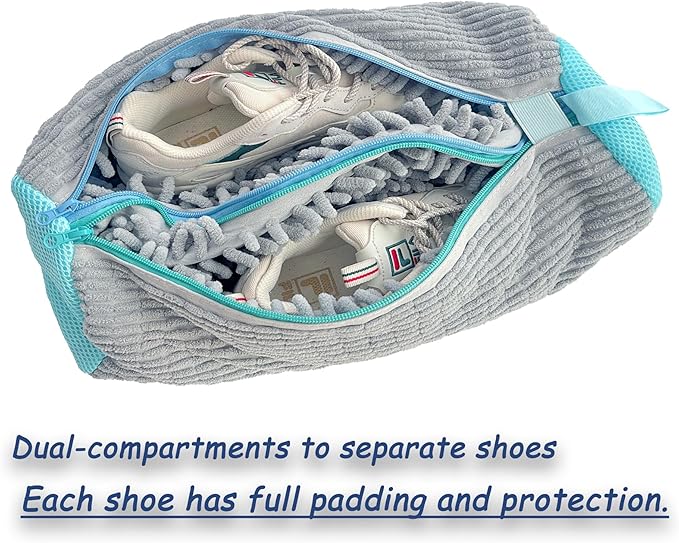 Dual Compartments Shoe Washing Machine Bag, 360° Deep Clean Laundry Bag, Reusable Shoe Bag for Washing Machine, Shoe Cleaning Bag for Sneakers Tennis Shoes Sock
