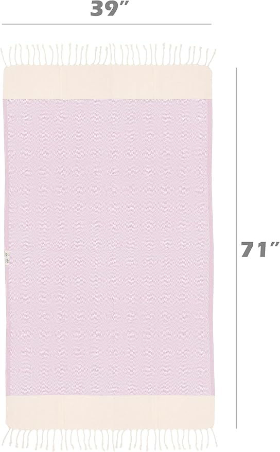 Bazaar Anatolia Turkish Beach Towel 100% Cotton Bath Towels 71x39 Quick Dry Sand Free Lightweight Large Oversized Herringbone Lavander Lilac