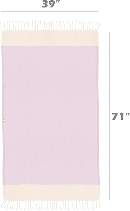 Bazaar Anatolia Turkish Beach Towel 100% Cotton Bath Towels 71x39 Quick Dry Sand Free Lightweight Large Oversized Herringbone Lavander Lilac