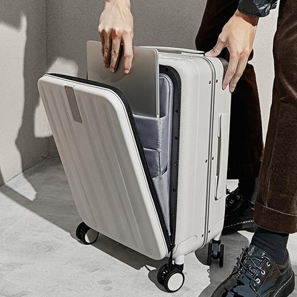 Hanke 20 Inch Carry On Luggage Hard Shell Suitcases with Wheels Luggage Suitcase Travel Luggage for Women Men Rolling Luggage Bags for Business Trip Weekender-Ivory white