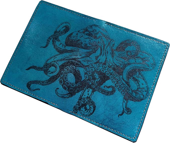 Mayan Corner - Octopus engraving travel wallet, authentical handcrafted passport wallet