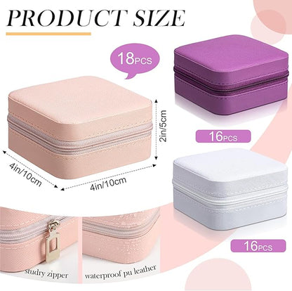 Batiyeer 50 Pcs Small Jewelry Travel Case Bulk Mini Jewelry Box Wedding Bridesmaid Proposal Return Gift for Pooja(White Pink Purple)
