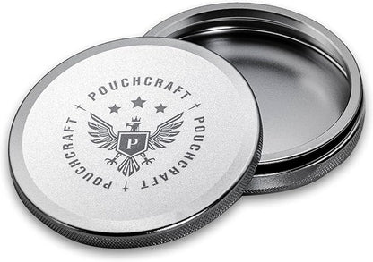 Metal Pouch Can | Metal Container | Slim EDC Pocket Tin | Airtight & Moisture-Resistant | Compact Daily Organizer | Pill Case & Travel Tin | Father’s Day Gift for Dad | (Insignia Ed, Silver, Slim)