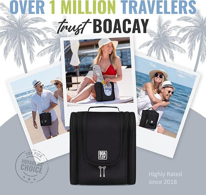 BOACAY Hanging Travel Toiletry Bag for Women and Men, Makeup Bag, Bathroom & Shower Organizer Kit for Accessories, Cosmetics, Travel Essentials