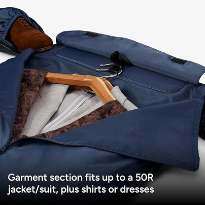 Halfday Convertible 2-in-1 Garment Duffel Weekender Bag 45L | Wrinkle-Free Travel, Hanging Suit Compartment, Shoe Pockets, Trolley Sleeve. Durable & Water-Resistant Carry-On, Marine