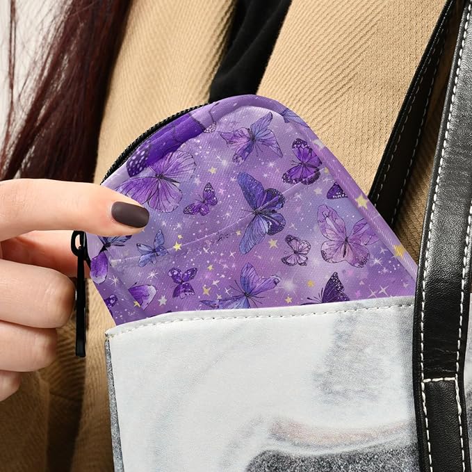 Pink Cute Butterflies and Stars Travel Pill Organizer Case Box Container Weekly Portable Vitamin Medicine Holder Storage Bag with Zipper Removable