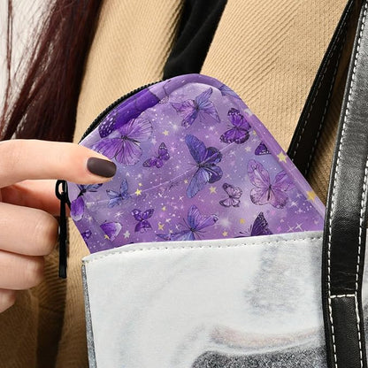 Pink Cute Butterflies and Stars Travel Pill Organizer Case Box Container Weekly Portable Vitamin Medicine Holder Storage Bag with Zipper Removable