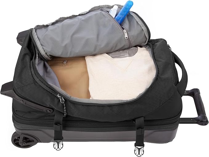 Eddie Bauer Expedition Rolling Duffel Bag with Wheels | Travel | Carry-On | Luggage | Rugged | Durable - Black, 22"