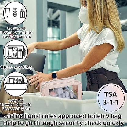 8 Packs TSA Approved Toiletry Bags Clear Toiletry Bags for Travel PVC Makeup Pouch Waterproof Quart Size Clear Cosmetic Bag with Zipper for Airport Airline Compliant Bag Women Men Travel Bathroom