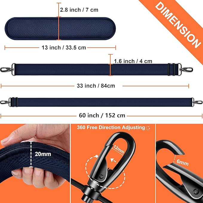 ZINZ 60 Inch Shoulder Strap with Removable Ultra-Thick Pad, Adjustable Buckles Shoulder Crossbody Strap for Luggage Bag