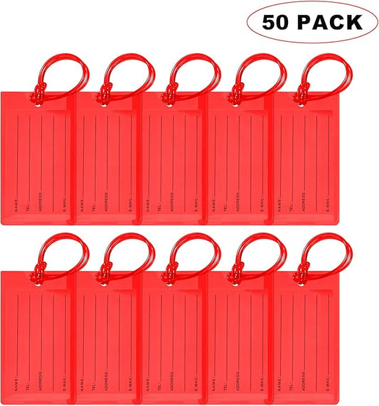 50 Pack Luggage Tags for Suitcases, Airplane Travel Essentials for Flying, International Travel Must Haves, and Luggage Accessories by Sodsay