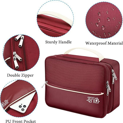 CILLA Electronic Organizer Travel Case, Travel Cord Organizer Case Portable Waterproof Cable Organizer Bag for Charger, Cord, USB, Power Bank, Earphone