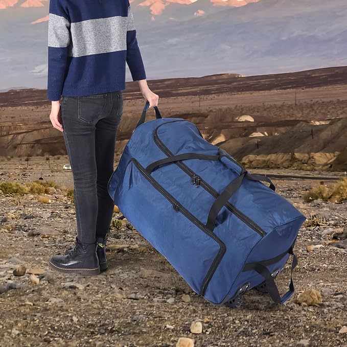 REDCAMP 85L/120L/140L Foldable Duffle Bag with Wheels, Large Travel Duffel Bag