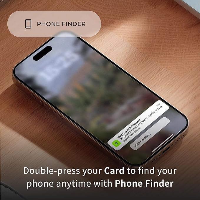 Pebblebee Card Universal (2024) - Rechargeable Slim Item Tracker | Alternative to Air Tag & Android Trackers | 18-Month Battery Life | Works with Both Android & iOS Find My Apps | LED & Sound Alerts