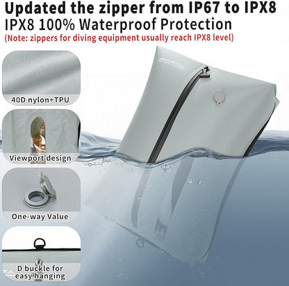 Reusable Vacuum Bags for Travel With Pump,Professional Waterproof IPX8 Zipper Vacuum Compression Bag for Suitcases Backpack,Space Saver Bags Packing Organizers for Clothing Packing(3PACK+PUMP)