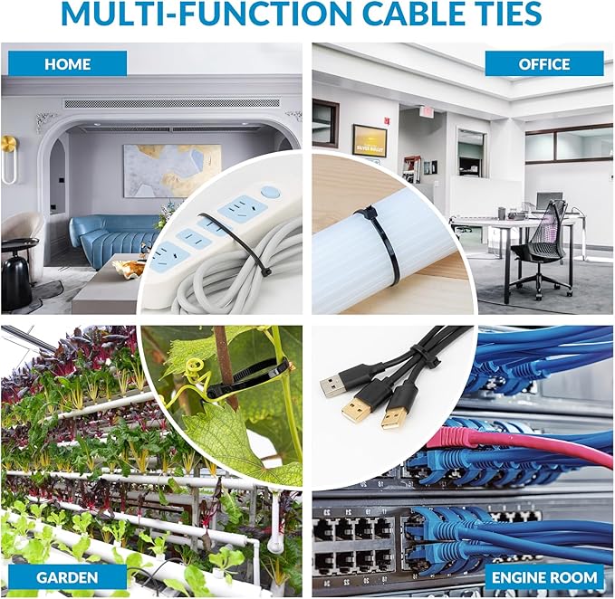 XINGO White Zip Ties 4 Inch 2000 Pack,Small Zip Ties with 18lbs Tensile Strength, Self-Locking Nylon PA66 Cable Ties for Electronics Organizer, Home Office Garage Multiple Use