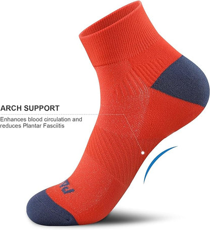 PAPLUS Ankle Compression Socks for Women 6 Pairs, Running Athletic Socks with Arch Support，Plantar Fasciitis Socks