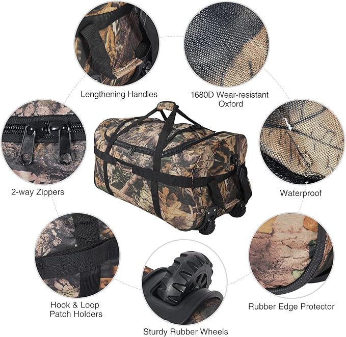 REDCAMP 85L/120L/140L Foldable Duffle Bag with Wheels, Large Travel Duffel Bag