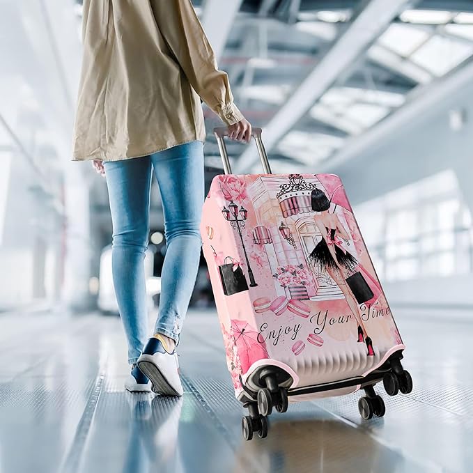 Travel Luggage Cover Suitcase Protector Fits 18-32 Inch Wheel Covers PatternedTravel Related Items Flower Luggage Protector Elastic S