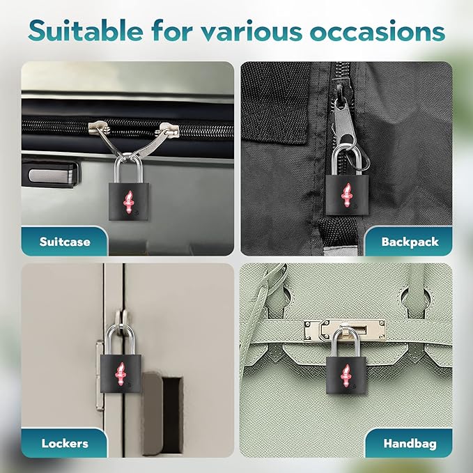 12-Pack Black Neon Square TSA Approved Luggage Lock for Suitcases, Carry-On Bags, Backpacks & Laptop Cases