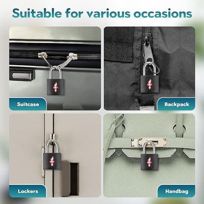 12-Pack Black Neon Square TSA Approved Luggage Lock for Suitcases, Carry-On Bags, Backpacks & Laptop Cases