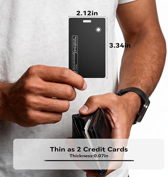 [2025 New] 2 Pack Dual Platform Rechargeable Air Tags Wallet Tracker Card, Dual System Smart Card, Compatible with Apple Find My & Google's Find Hub, Item Locator, Credit Card Size Tracker