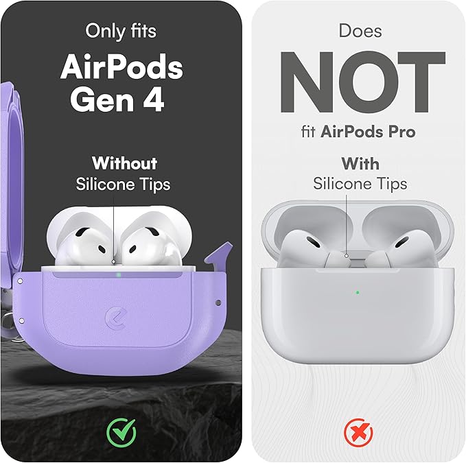Keybudz for AirPods 4 Case with Lock - Fully Waterproof AirPods 4th Generation Case Cover - Keychain, Rugged Tough Protection, Hard Shell and Carabiner (Wild Lavender)