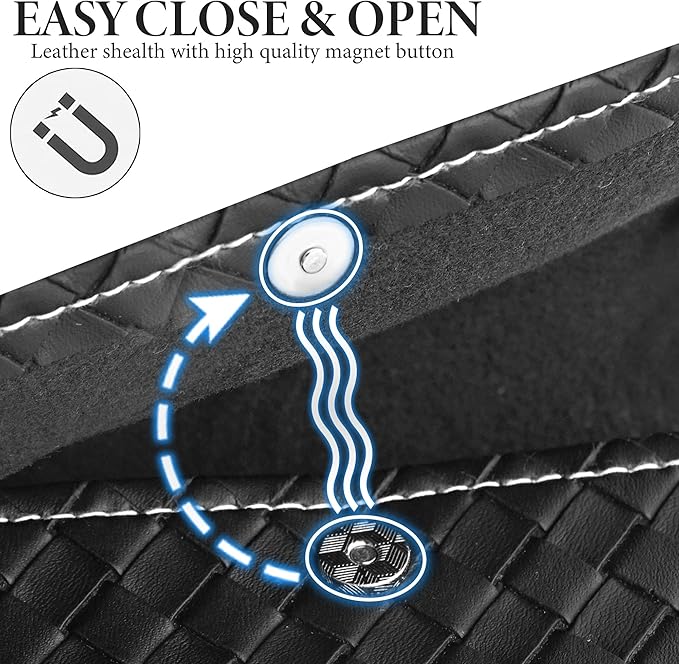 LIZIMANDU Weekly Travel Pill Case Box Medication Reminder Daily AM PM, 7 Compartments, 4 Times A Day, 7 Days a Week - Includes Leather PU Carrying Case (1-Weave Black)