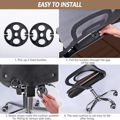 MYFAMIREA Car Seat Cushion Pad 1.2" Thick Comfort Protector for Car Driver Seat Office Chair Home Use Memory Foam Cushion with Non Slip Bottom, 20'' x 18.5'', Coffee