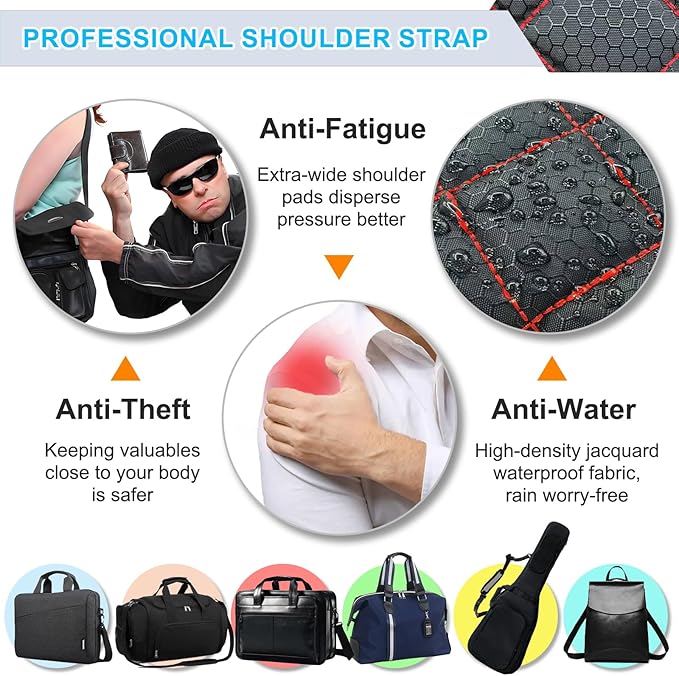 2 in 1 Anti-theft Bag Shoulder Strap with Pockets, 54 inch Travel Belt Ultra-Wide and Thick, Comfort and Stylish