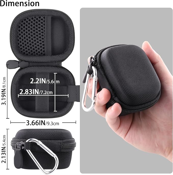 co2CREA Hard Case for Beats Powerbeats Fit with Carabiner Clip, Shockproof Earbuds Storage Box – Protective Travel Cover for Wireless Noise Cancelling Earbuds (Black Case)