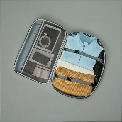 Amazon Basics Travel Backpack, Carry On Backpack, With Laptop Compartment, 40L Capacity, Expandable for 10% Extra Space, Backpack & Shoulder Bag Dual Use, 15.8"W x 21.5"H x 8.3"D, Navy